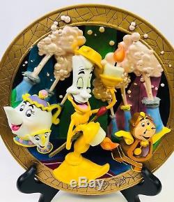 Disney Be Our Guest Lumiere Cogsworth Beauty and the Beast Decorative 3D Plate