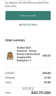 Disney Beast Loungefly Funkon 2021 Exclusive Mini Backpack PREORDER