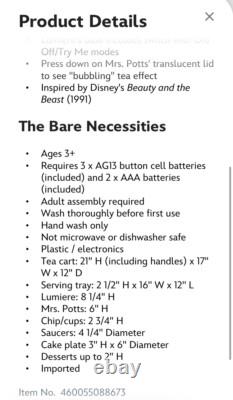 Disney Beauty And The Beast Be Our Guest Singing Tea Cart Play Set-new