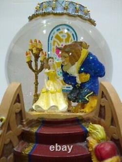 Disney Beauty And The Beast Flickering Lighted Fireplace Music Box Snow Globe