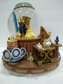 Disney Beauty And The Beast Flickering Lighted Fireplace Music Box Snow Globe