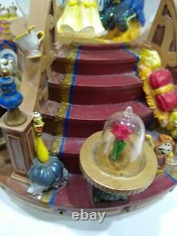 Disney Beauty And The Beast Flickering Lighted Fireplace Music Box Snow Globe