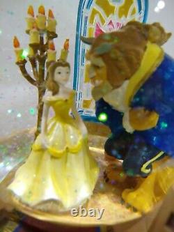 Disney Beauty And The Beast Flickering Lighted Fireplace Music Box Snow Globe