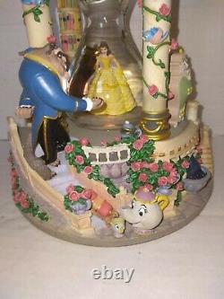 Disney Beauty And The Beast Hourglass Light up Musical Snow Globe with box iob