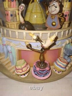 Disney Beauty And The Beast Hourglass Light up Musical Snow Globe with box iob