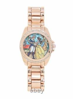 Disney Beauty And The Beast Movie Princess Belle Bling Gold Stained Glass Watch