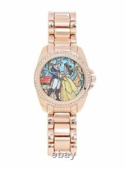 Disney Beauty And The Beast Movie Princess Belle Bling Gold Stained Glass Watch