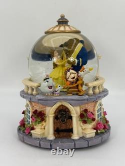 Disney Beauty And The Beast Musical Snow Globe Belle & Beast Dancing