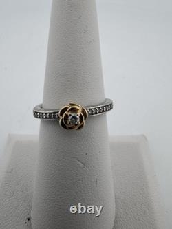 Disney Beauty And The Beast Ring Rose 10k Gold Diamond 925 Ring Size 7