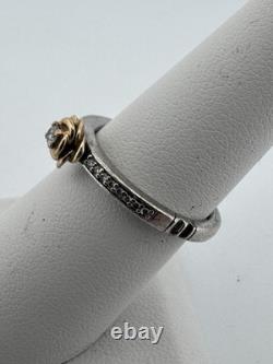 Disney Beauty And The Beast Ring Rose 10k Gold Diamond 925 Ring Size 7