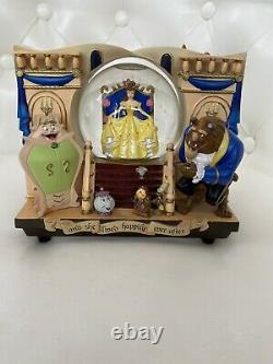 Disney Beauty And The Beast Snow Globe Music Box 1991 Rare