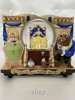 Disney Beauty And The Beast Snow Globe Music Box 1991 Rare