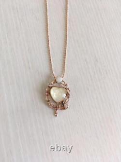 Disney Beauty And The Beast Take Up Necklace Heart Pink Gold 10K