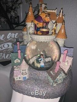 Disney Beauty & Beast Belle Castle Snow Globe Lights Music Blower Vintage RARE