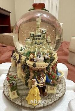 Disney Beauty Beast Castle Snow Globe Tale as Old as Time Belle Rose Fountain