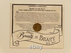 Disney Beauty & The Beast 10th Anniversary Commemorative Framed Pin Set LN 6641