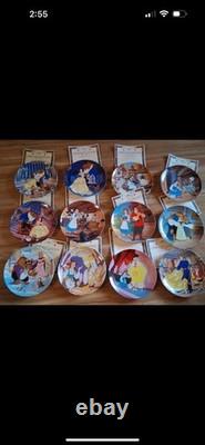 Disney Beauty & The Beast Full Set Of 12 Collector Plate Bradford Exchange withbox