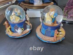 Disney Beauty & The Beast Musical Glitter Globe-SET OF (2)-Very Rare Discontined