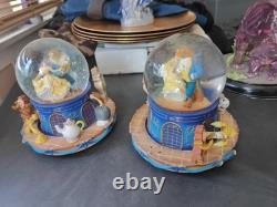 Disney Beauty & The Beast Musical Glitter Globe-SET OF (2)-Very Rare Discontined