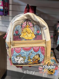 Disney Beauty & The Beast Stained Glass Portraits Backpack with Rose Coin Purse