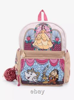 Disney Beauty & The Beast Stained Glass Portraits Backpack with Rose Coin Purse