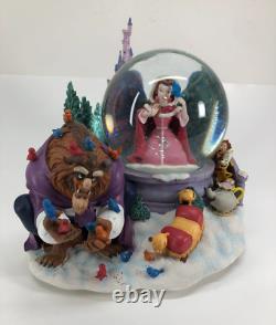 Disney Beauty & The Beast Winter Bird Feeding Scene Musical Snow Globe Mint