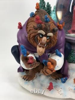 Disney Beauty & The Beast Winter Bird Feeding Scene Musical Snow Globe Mint
