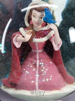 Disney Beauty & The Beast Winter Bird Feeding Scene Musical Snow Globe Mint