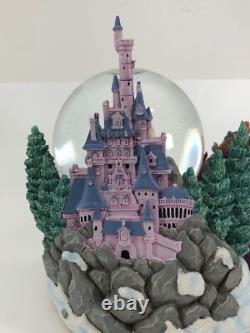 Disney Beauty & The Beast Winter Bird Feeding Scene Musical Snow Globe Mint