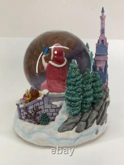 Disney Beauty & The Beast Winter Bird Feeding Scene Musical Snow Globe Mint