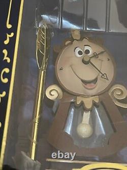 Disney Beauty and The Beast Cogsworth Functional Clock With Pen IN BOX BROKENARM