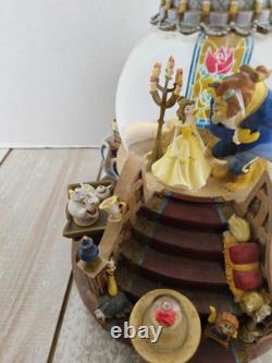 Disney Beauty and The Beast Music Snow Globe Fireplace Tested And Working