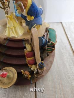 Disney Beauty and The Beast Music Snow Globe Fireplace Tested And Working