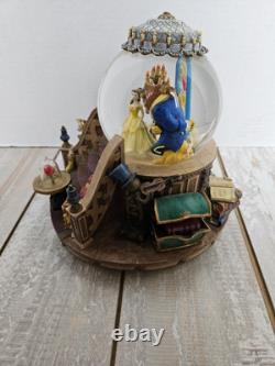 Disney Beauty and The Beast Music Snow Globe Fireplace Tested And Working