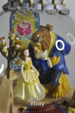 Disney Beauty and The Beast Music Snow Globe Fireplace Working Lights Mint withBox