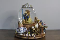 Disney Beauty and The Beast Music Snow Globe Fireplace Working Lights Mint withBox