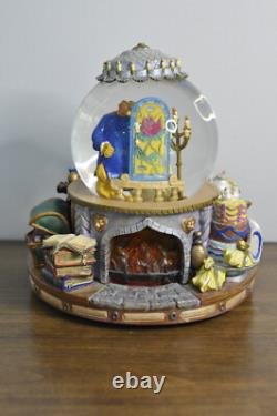 Disney Beauty and The Beast Music Snow Globe Fireplace Working Lights Mint withBox