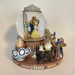 Disney Beauty and The Beast Musical Lighted Snow Globe Enchanted Love