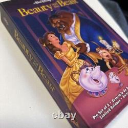 Disney Beauty and the Beast Anniversary Pin Badges VHS BOX Pins Unused Cute