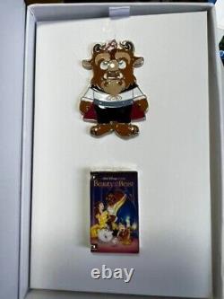 Disney Beauty and the Beast Anniversary Pin Badges VHS BOX Pins Unused Cute