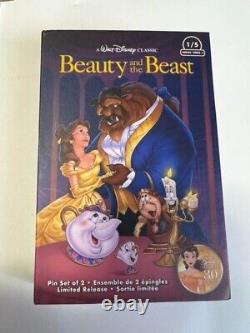 Disney Beauty and the Beast Anniversary Pin Badges VHS BOX Pins Unused Cute