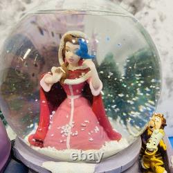 Disney Beauty and the Beast Belle Musical Snow Globe Winter Scene Feeding Birds