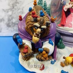 Disney Beauty and the Beast Belle Musical Snow Globe Winter Scene Feeding Birds