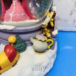 Disney Beauty and the Beast Belle Musical Snow Globe Winter Scene Feeding Birds