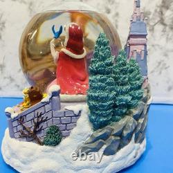 Disney Beauty and the Beast Belle Musical Snow Globe Winter Scene Feeding Birds