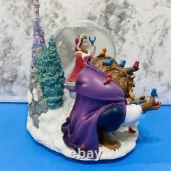 Disney Beauty and the Beast Belle Musical Snow Globe Winter Scene Feeding Birds