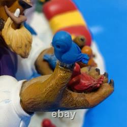 Disney Beauty and the Beast Belle Musical Snow Globe Winter Scene Feeding Birds
