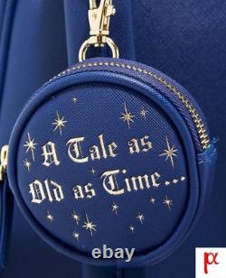 Disney Beauty and the Beast Belle Rose Backpack Purse & Loungefly Pin Exclusive