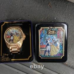 Disney Beauty and the Beast Gold Tone Wristwatch with Collector Tin