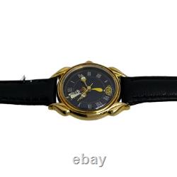 Disney Beauty and the Beast Lumiere Black Dial Ladies Gold Plated Vintage 1990's